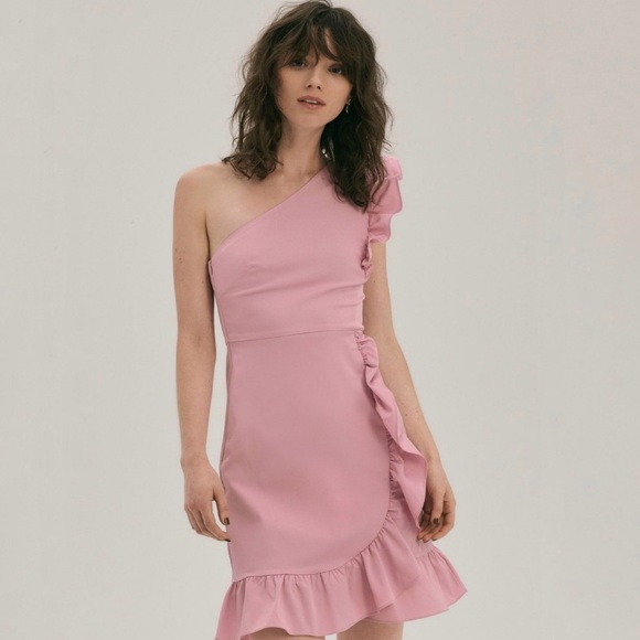 J. Crew Dresses & Skirts - J crew pink yass one shoulder ruffle dress NWT